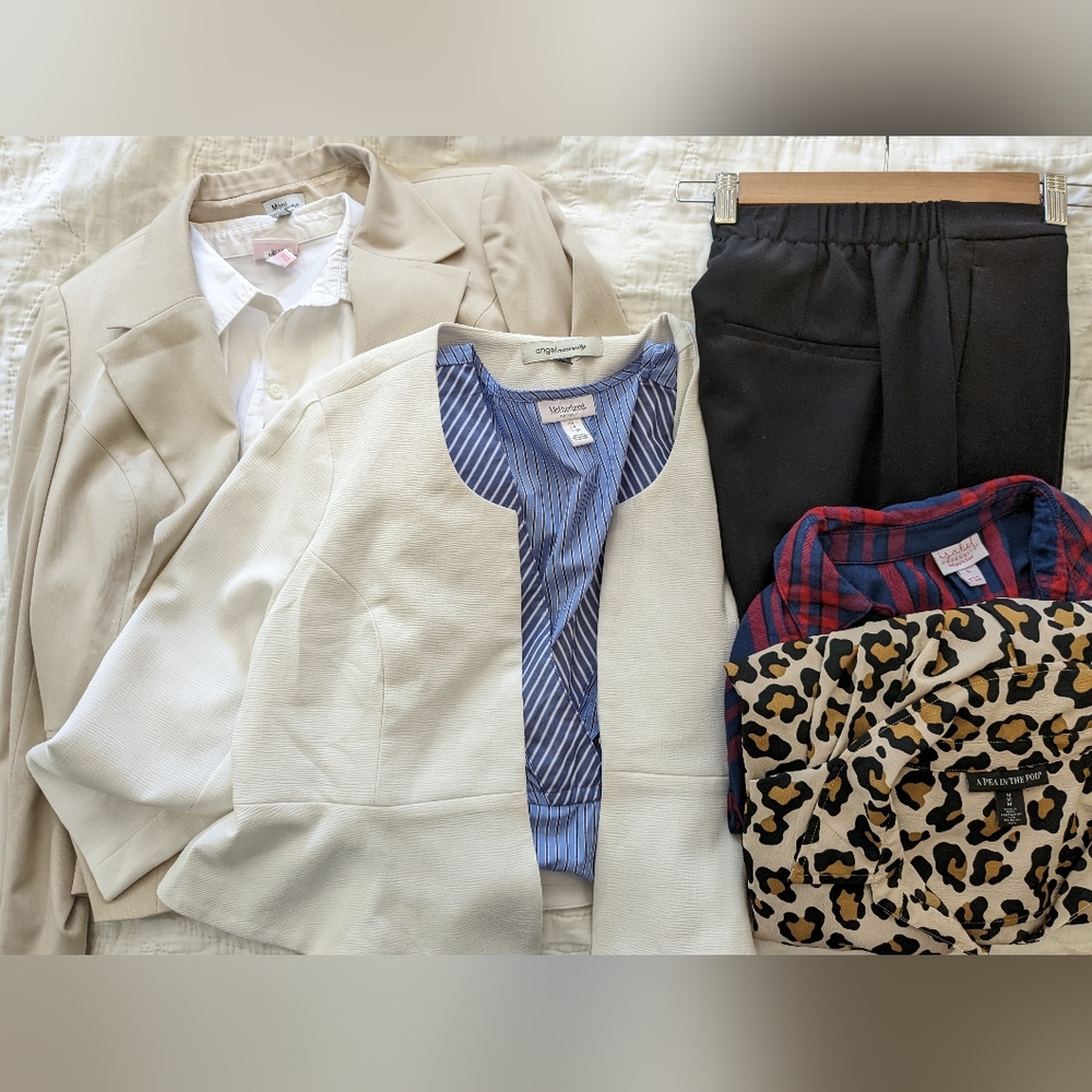 Lot of maternity work/ business casual clothes.